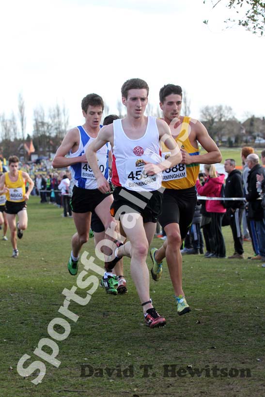 Keith Gerrard (Lancashire) leads Ricky Stevenson (North East), Senior Mens, McCain Inter Counties Cross Country, Cofton Park, Birmingham.
